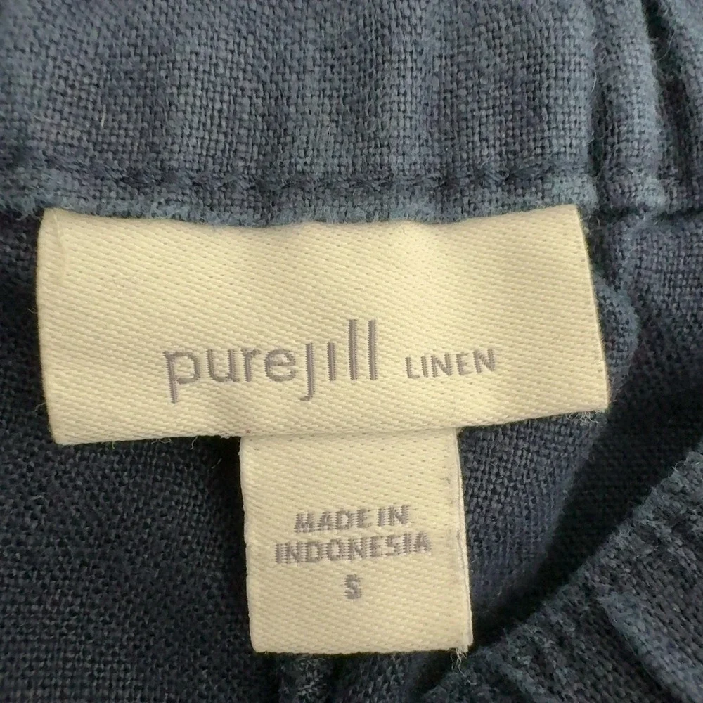 Pure Jill Shorts Women S Navy Linen Cuffed Hem Casual Minimalist Summer